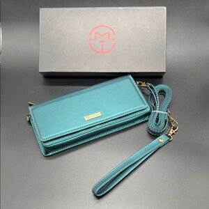 Stylish Teal Women's Wallet with Crossbody Strap NEW